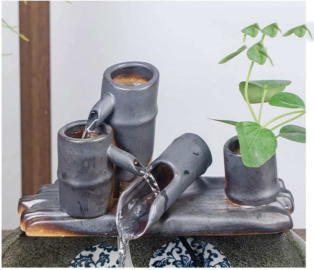 Aquarium Chinese Style Ceramic Fish Tank Home Circulation Flow Water Fountain Courtyard Fish Culture Tank Living Room Decoration Aquarium Fish Tank Fish Tank Decorations (Color : A, Size : 32cm)