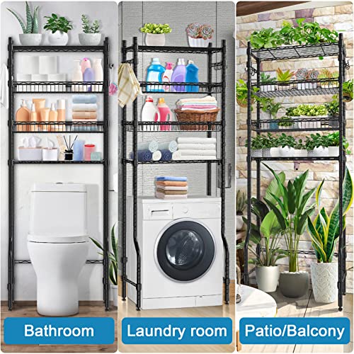 Azmall Over The Toilet Storage - 4 Tier Bathroom Organizer Over Toilet Shelf Rack Bathroom Space Saver Toilet Stand Shelves Above Toilet Organizer, Black #TOP4