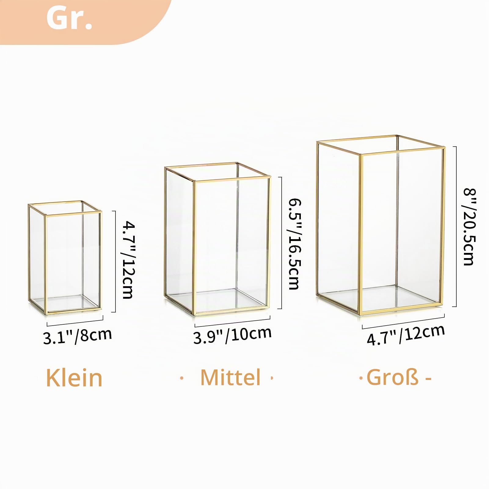 NUPTIO Glas Windlicht Kerzenständer Gold: Stumpenkerzen Kerzenhalter | Set von 6 Gehärtetes Laternen Outdoor für Hochzeit tischdeko Weihnachten Halloween Wohnzimmer Tischplatte Metall