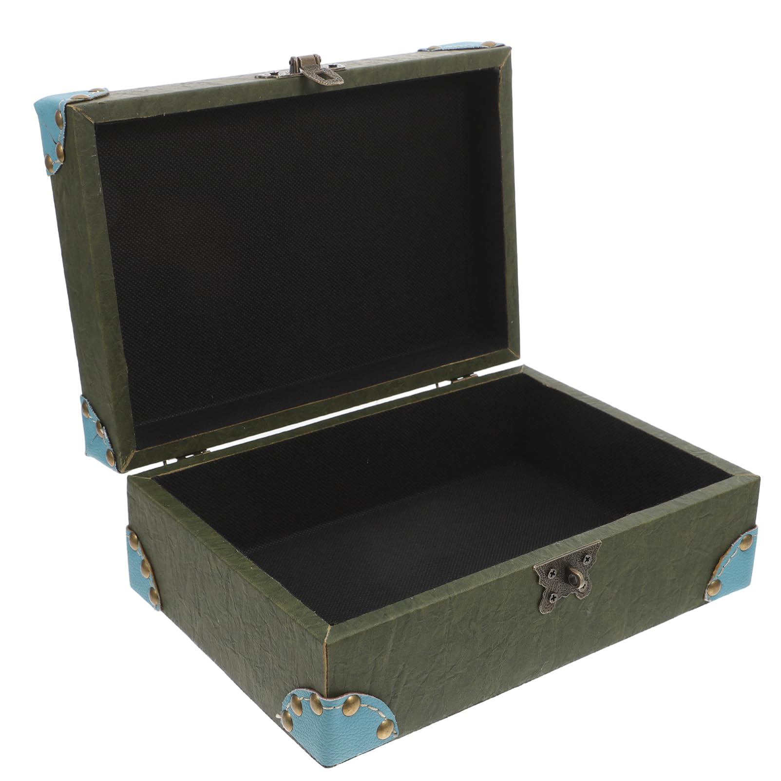 Cabilock Vintage Wooden Treasure Chest Box with Lock Decorative Storage for Keepsakes Jewelry and Trinkets Organizer for Boys and Girls Room and Home Decor