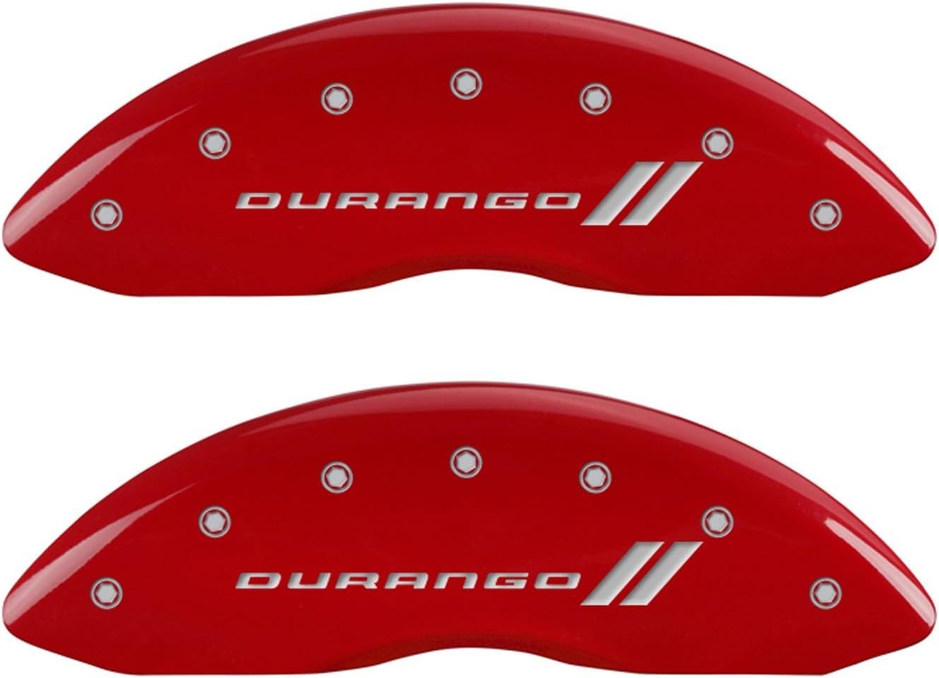 MGP Caliper Covers12193SDGORD Durango ll Engraved Caliper Cover with Red Powder Coat Finish and Silver Characters, (Set of 4)