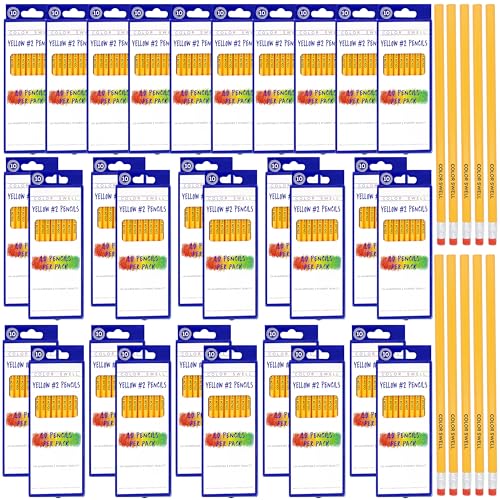 Crayons pré-taillés jaune #2 Color Swell, lot de 30 paquets de 10 pièces soit 300 crayons