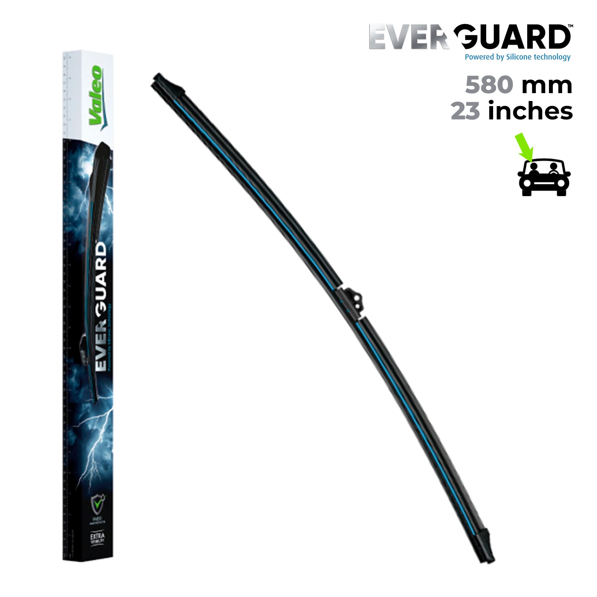 VALEO EVERGUARD - Premium - Kit de Escobillas Limpiaparabrisas Con Laminas de Silicona VSF60 + VSF58 - Longitudes: 600mm + 580mm - Escobillas Delanteras (Paquete de 2)