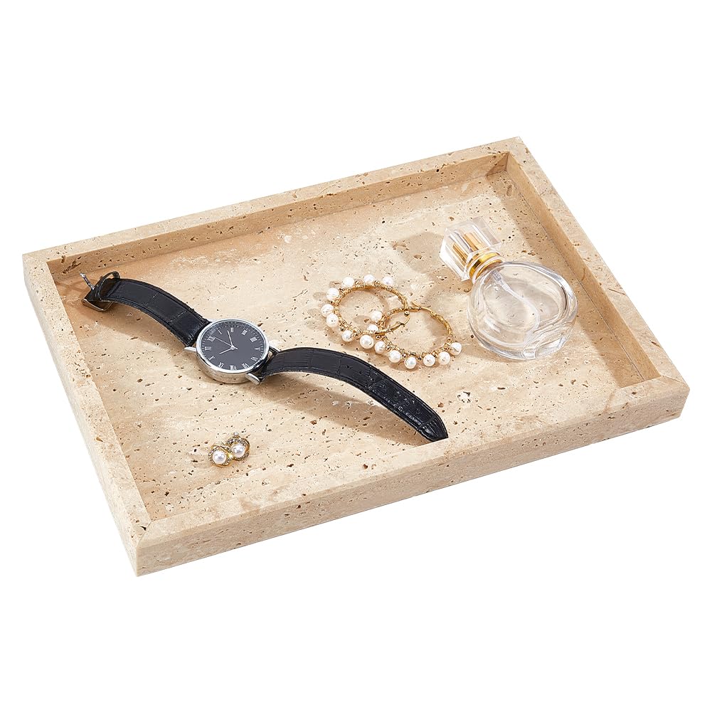 Plateau en pierre de travertin nbeads pour parfums et coiffeuse