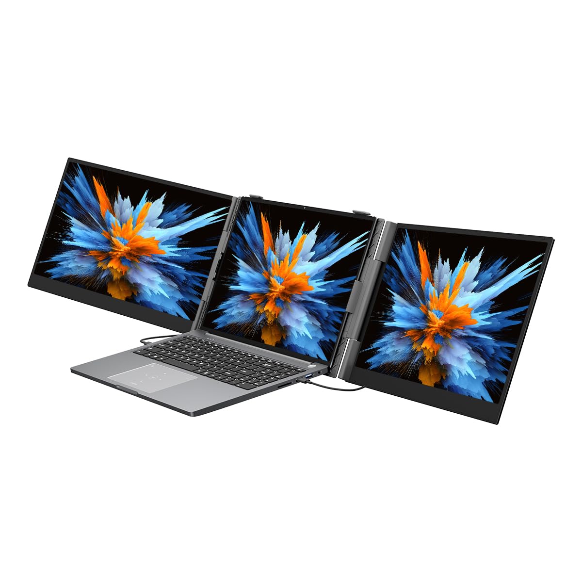 Blackview DCM6 | Tragbarer Dual-Monitor 2×14" FHD IPS | USB-C | Grau | 1080P IPS | Plug & Play | 300 Nits | 100W PD | USB-C | Windows/macOS/Android/Linux | 2 Jahre Garantie