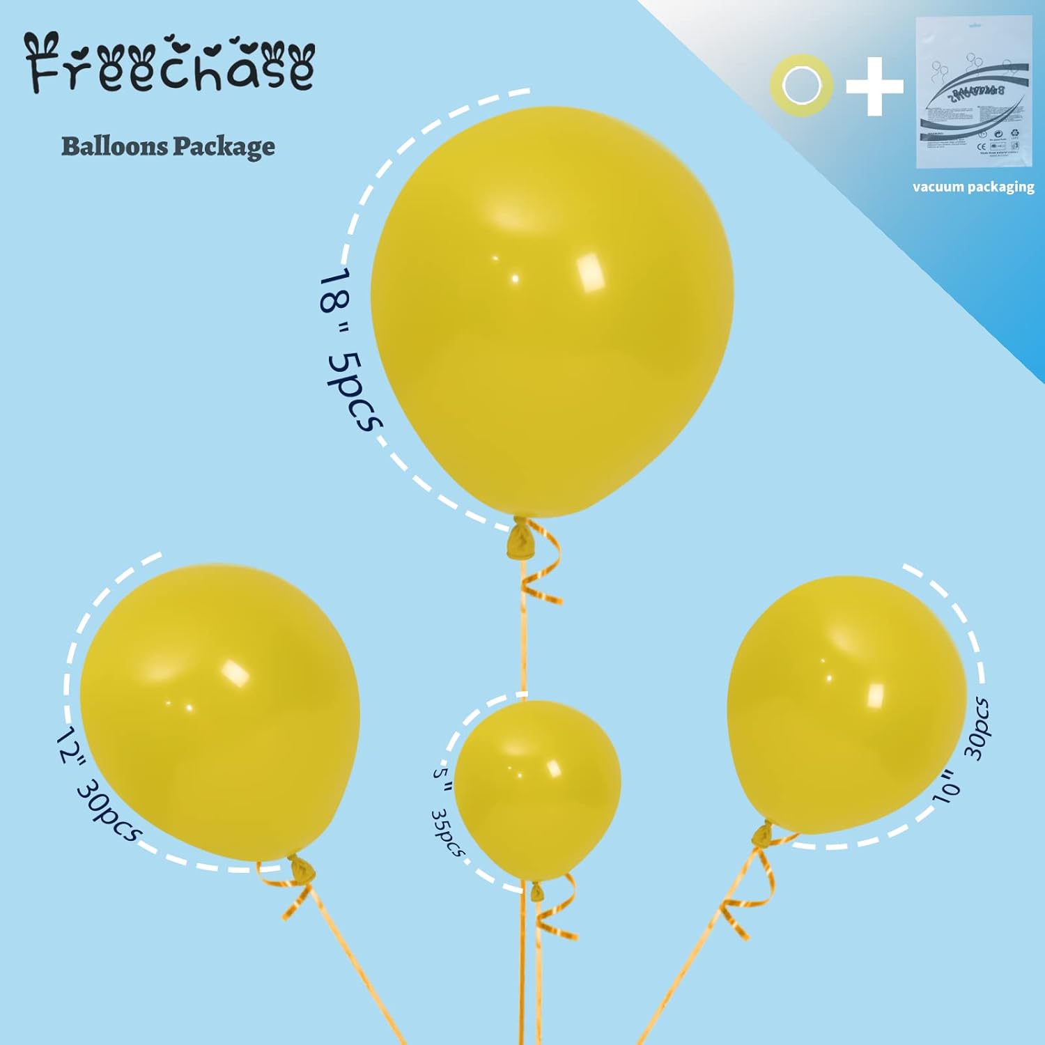 Freechase 100 globos de látex amarillo