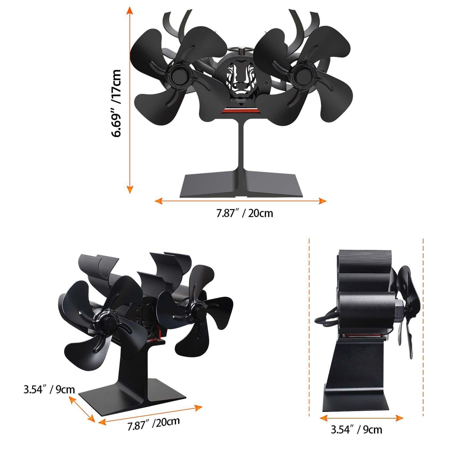 Ventilador de leña silencioso para calefacción eficiente, de