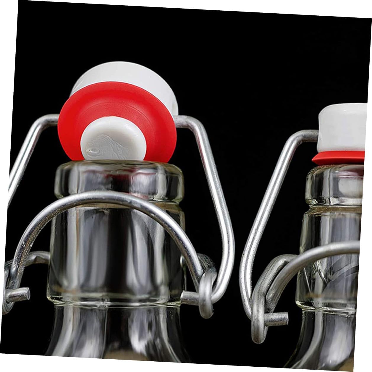 2pcs Red Flip Stopper Beer Bottle Caps with Leakproof Swing Top, Stainless Steel Sealing Replacement Flip Caps for Home Brewing and Craft Beer Bottles