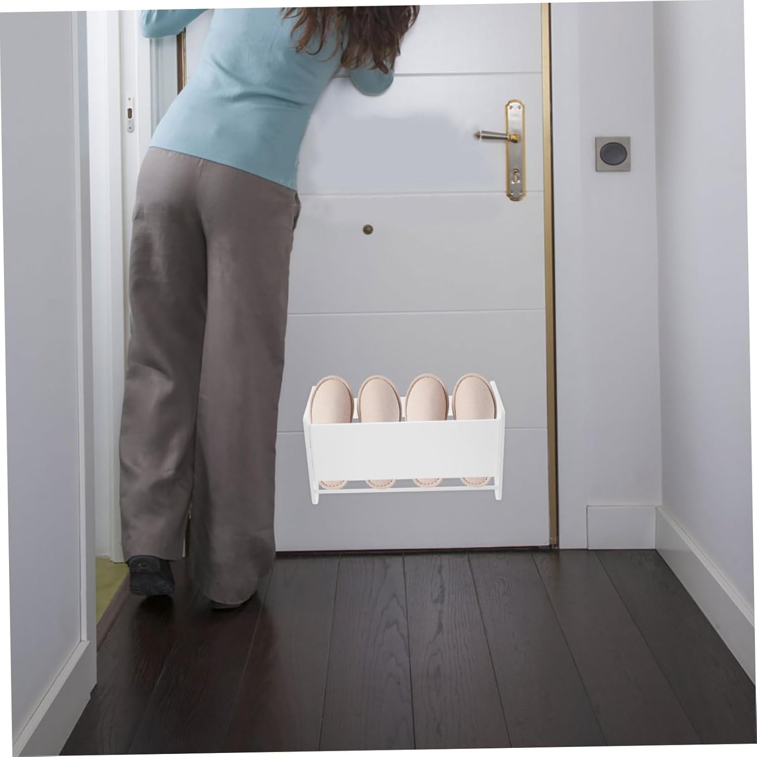 OUNONA 2pcs Slim Over Door Slipper Rack Easy to Install Shoe Storage Organizer for Home and Dorm Space-Saving Design Stylish Holder for Slippers and Shoes