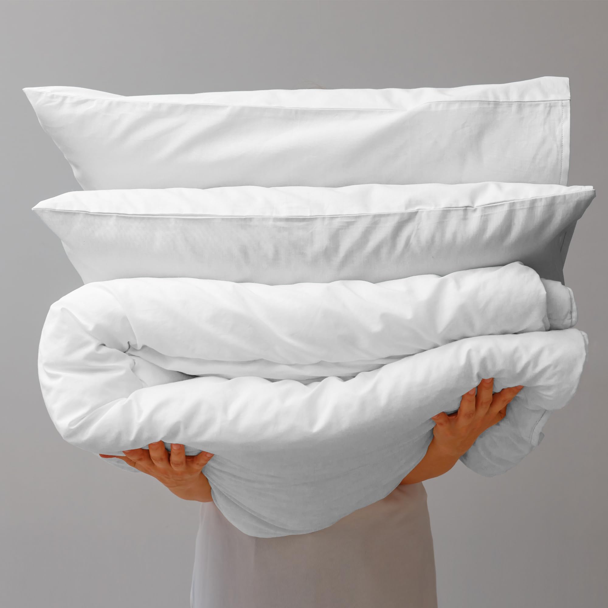 Purity Home 100% Organic Cotton Double Duvet Cover Set White 200x200 cm, 3 Pieces Double Bed Quilt Cover, Lightweight & Breathable, Soft Comfort, Secure Hidden Button Closure, Cotton Bedding Double