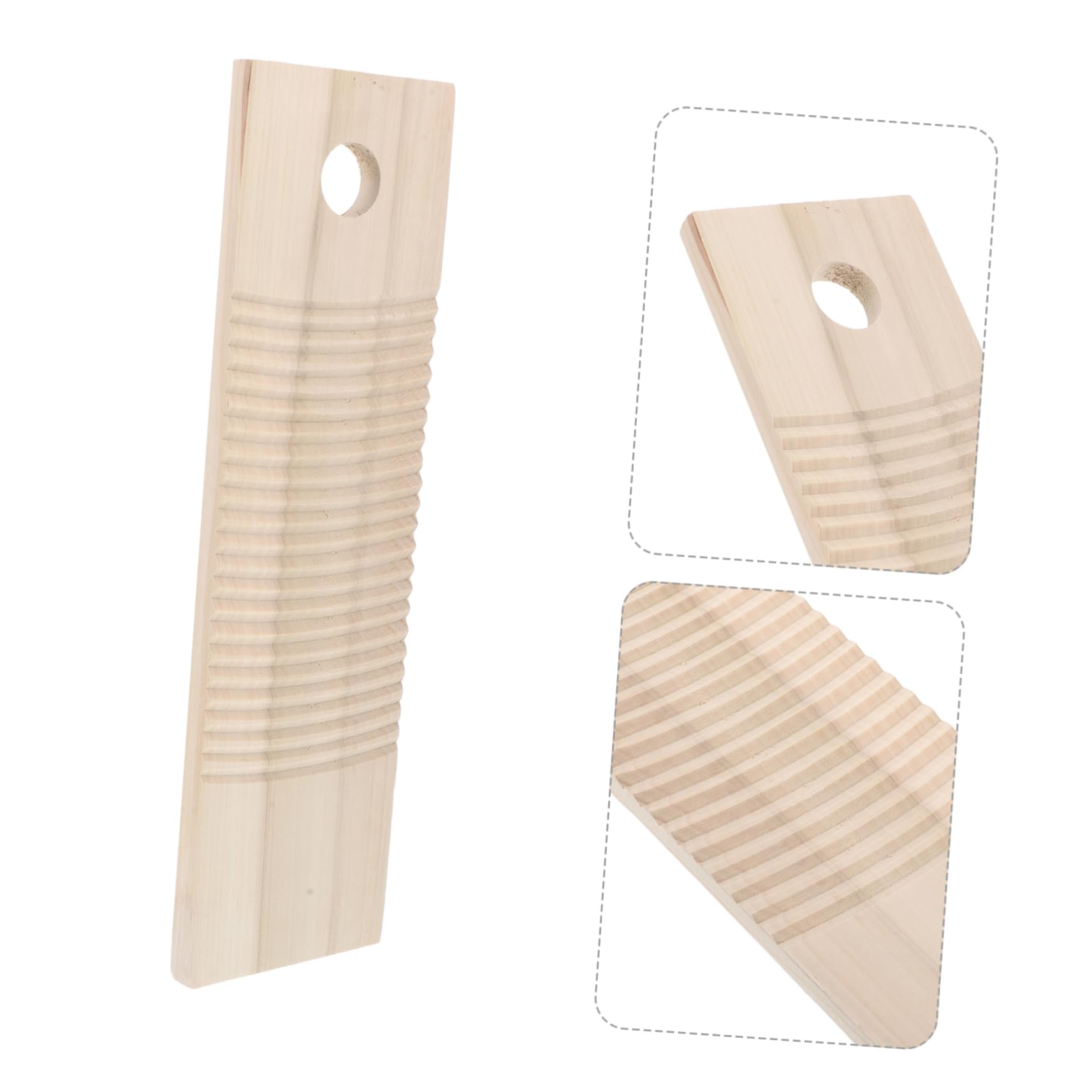Asse per Lavare a Mano in Legno Beige Foro per Appendere e Salvaspazio, per Biancheria e Camicie in Lavanderia o Campeggio, Misura 44,5x12,5 Cm