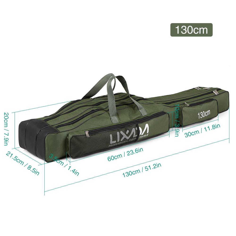 HUIOP 130cm / 150cm Bolsa de Pesca de Tres Capas Portátil Plegable Caña de Pescar Carrete Tackle Tool Carry Case Carrier Travel Bag,Bolsa de Aparejos de Pesca