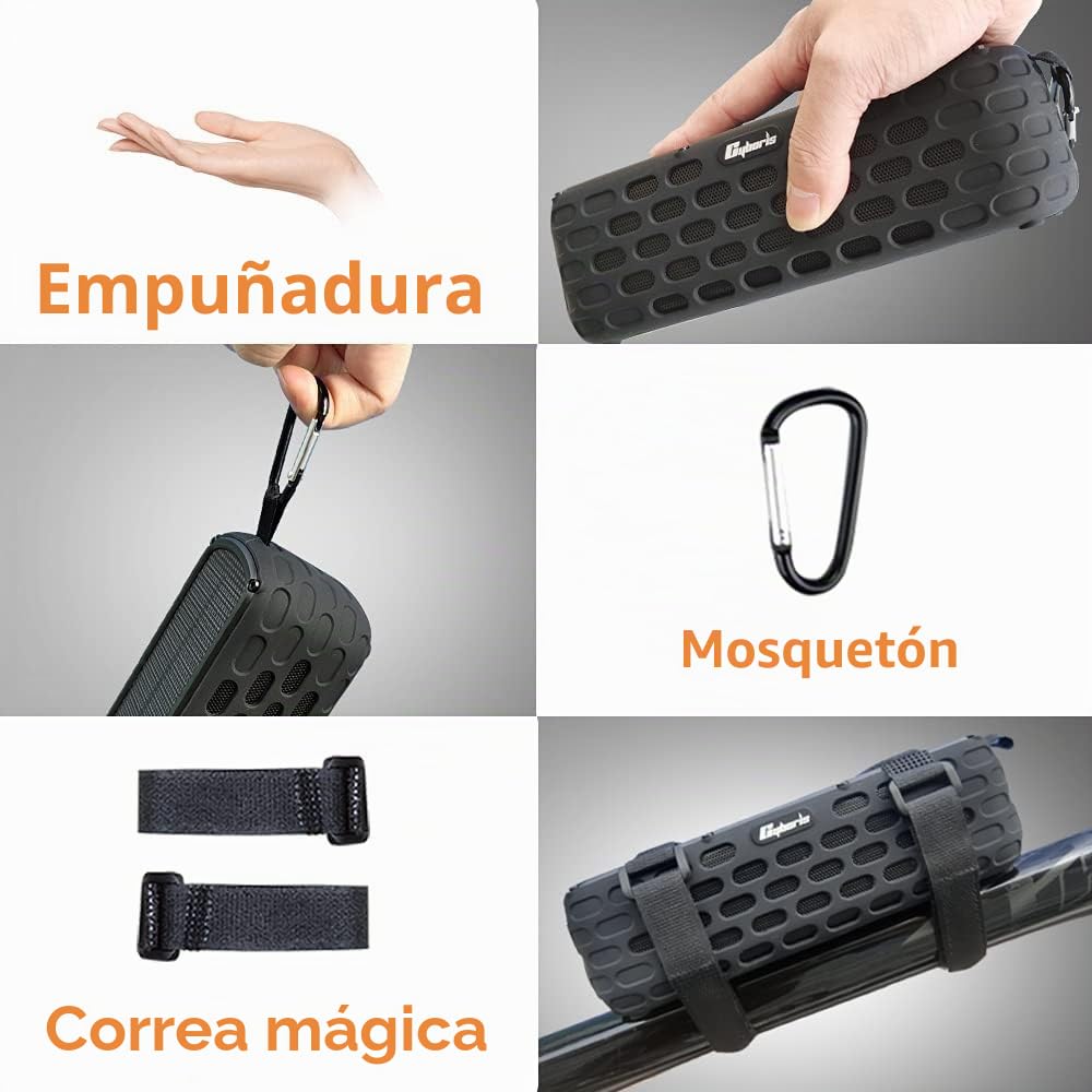 CYBORIS Altavoz Solar Bluetooth, 30 Horas Playtime Actualizado 20W Alta Fidelidad Inalámbrico Bluetooth Portátil 5.0 Altavoz Estéreo Solar Powered a Prueba de Golpes e Impermeable (Negro)
