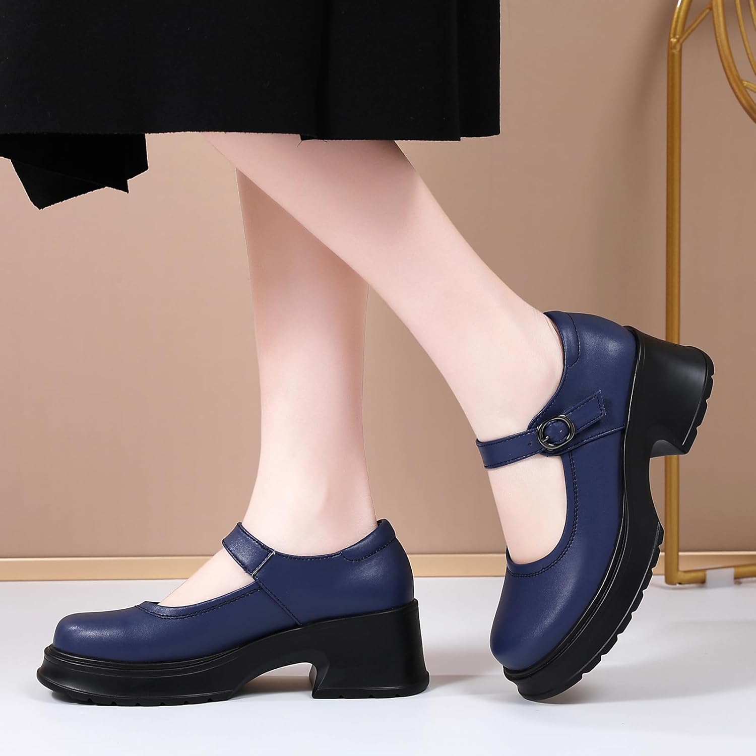 Mary Jane Shoes Women Platform Mary Janes Heels Women's Chunky Pumps Dress Shoes Ladies Work Comfortable Dressy Casual Footwear - Image 2