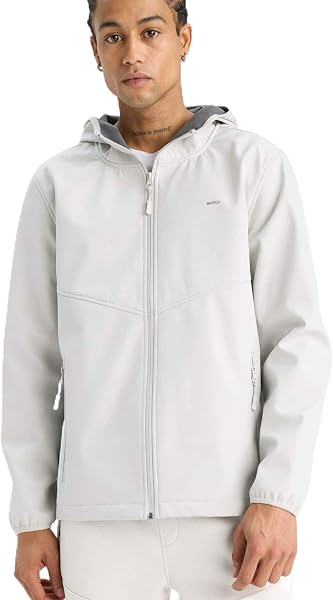 DeFacto Fit Softshell Mont Su İtici Rüzgara Karşı Koruyan Kapüşonlu Fermuarlı Cepli