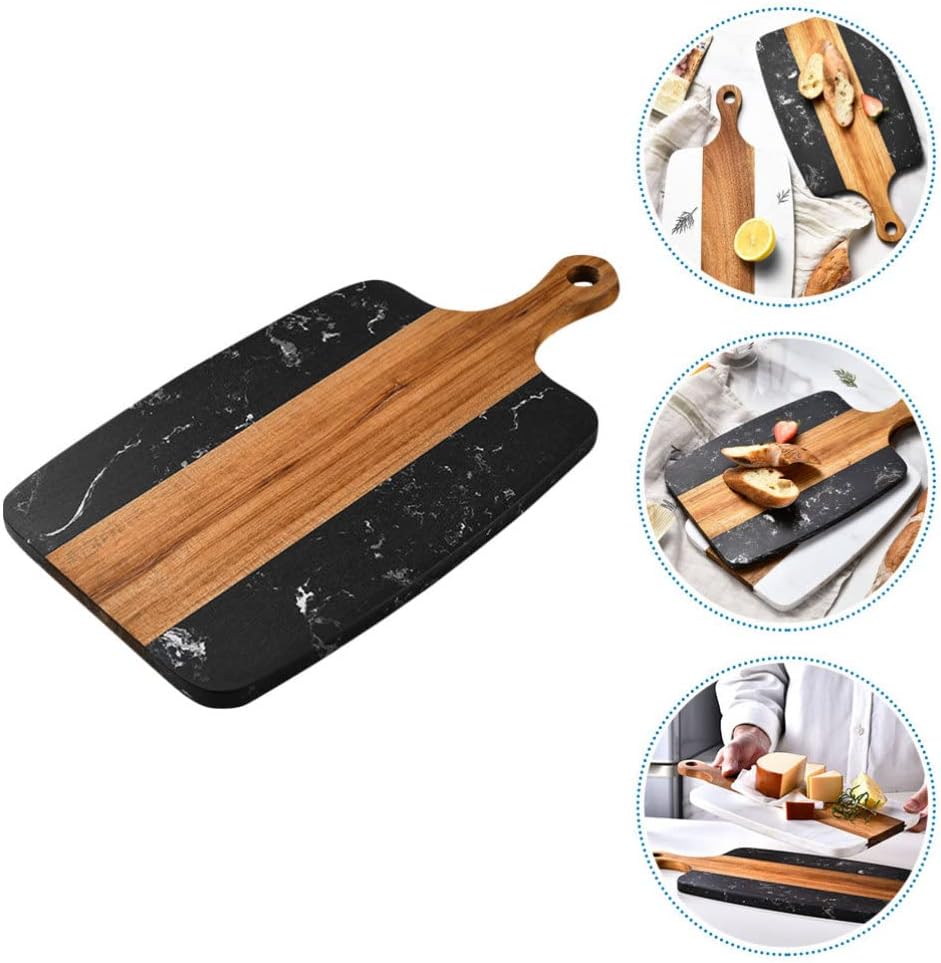 Luxshiny Portable Marble Cutting Board Handle Multi-Functional Food Prep Board for Meat Vegetables and Fruits for Camping Outdoor Picnics and Kitchen Use