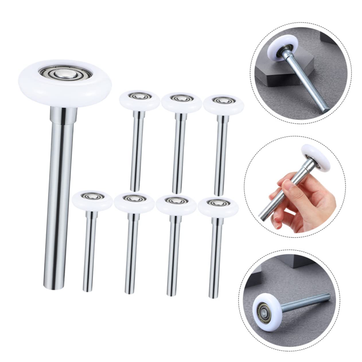Rulli per Porta da Garage Silenziosi in Nylon con Stelo 45mm 8 Pezzi | Ricambio Bianco, Acciaio Incluso, Installazione Semplice, Scorrimento Fluido e Struttura Leggera