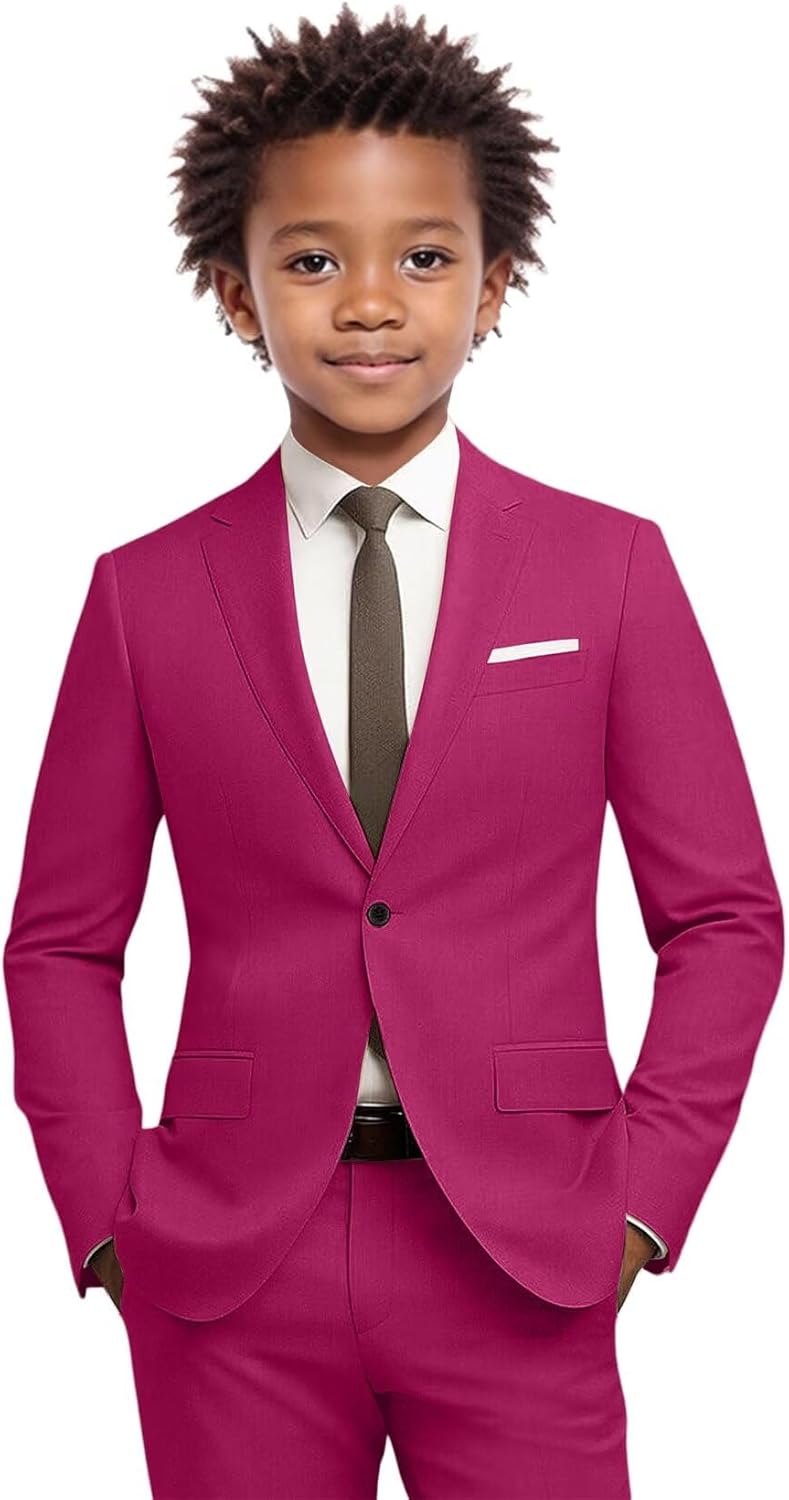 Boys Toddler Suit 2 Piece Slim Fit Jacket Pants Formal Outfit Kids Tuxedo for Boys Wedding Prom Graduation