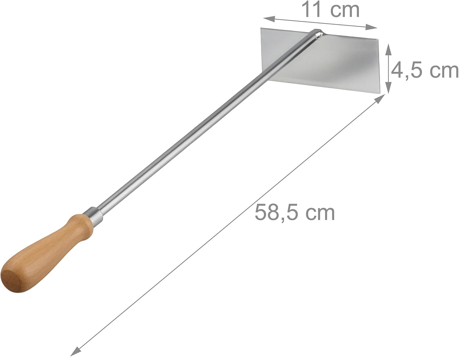Relaxdays ash Scraper, Stainless Steel, Wooden Handle, 58.5 cm Long, ash Shovel for Fireplace & Oven, Silver/Natural