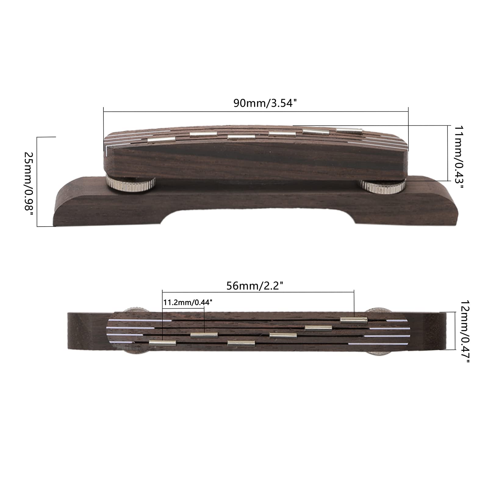 Set Ponte E Cordiera Per Chitarra Archtop Jazz | 6 Corde In Palissandro Con Regolazione Altezza - Foto 5