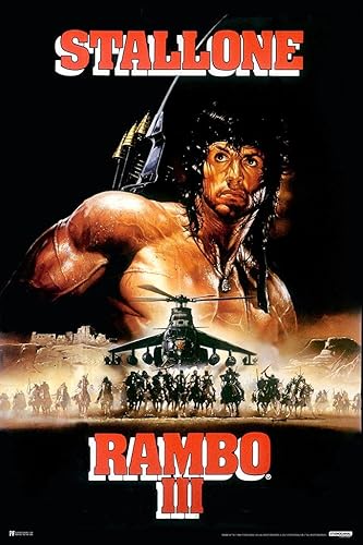 Rambo III 3 Italia - Póster retro vintage de los años 80, película de acción, colección de la serie Sylvester Stallone, póster de 24 x 36 pulgadas