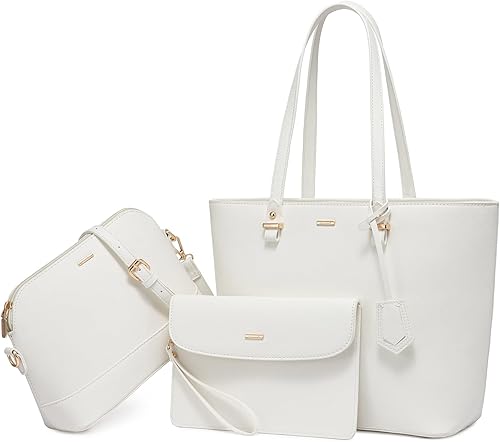 Miniatura 8 de LOVEVOOK Bolsos de mano para mujeres, bolsos de hombro, bolso tote, bolso satchel, bolso hobo, conjunto de bolso de 3 piezas