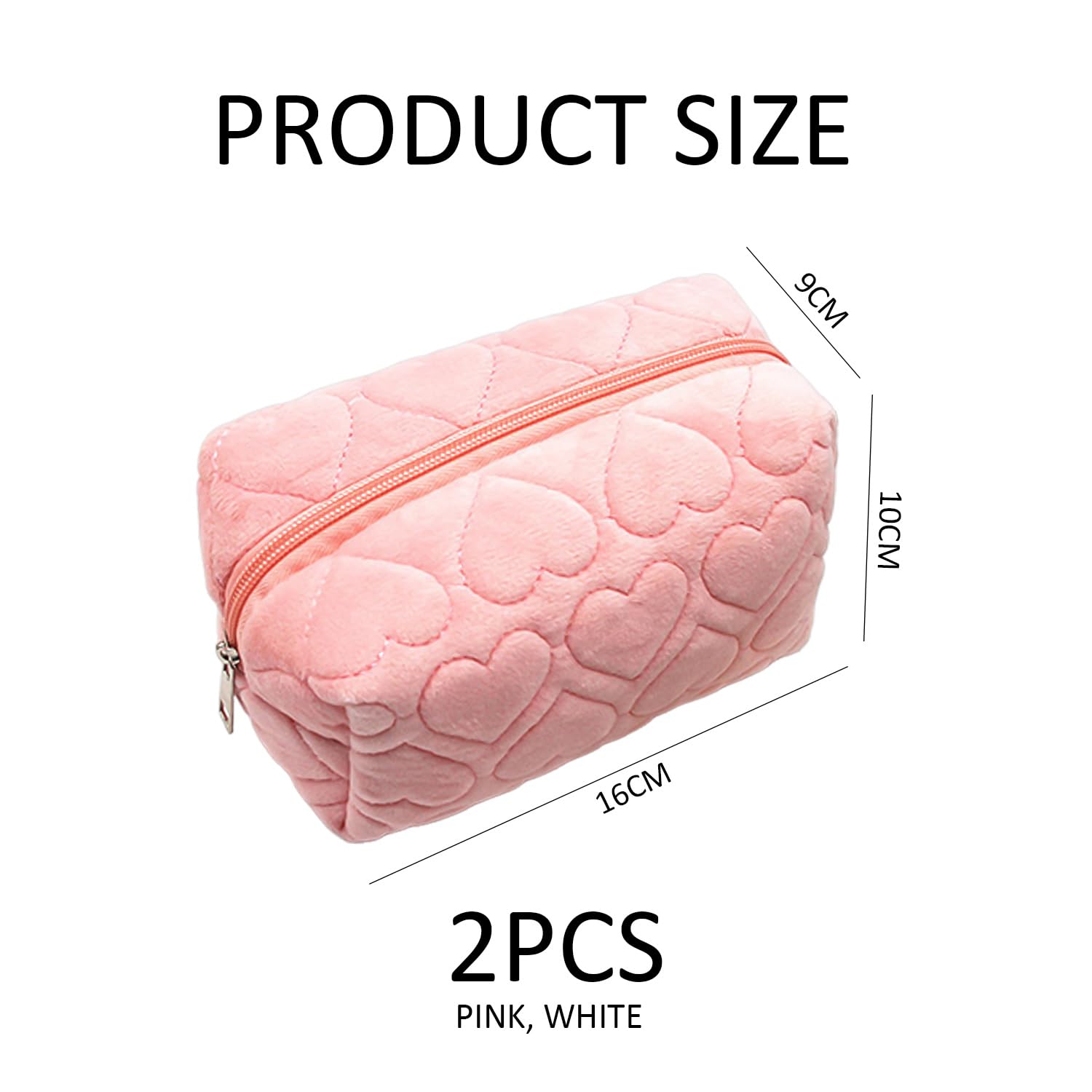 2 Pieces Of Love Pattern Pencil Bags, Cute Storage Bags, Simple Storage Bags, Girls’ Pencil Bags, Cosmetics Storage Bags - Image 2