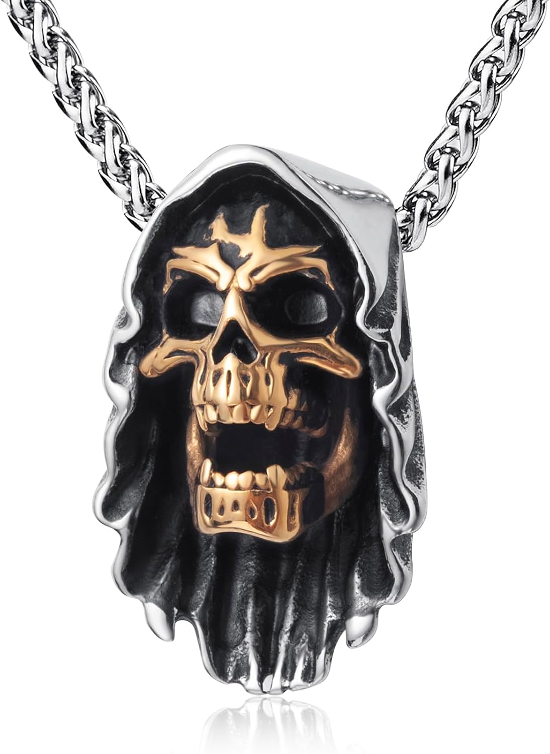 Skull Necklace for Men Stainless Steel Gothic Punk Emo Biker Necklace Jewelry for Men 60cm