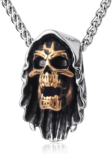 Skull Necklace for Men Stainless Steel Gothic Punk Emo Biker Necklace Jewelry for Men 60cm