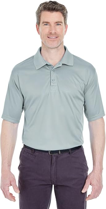 UltraClub mens Cool & Dry Sport Performance Interlock Polo8425-GREY-4XL