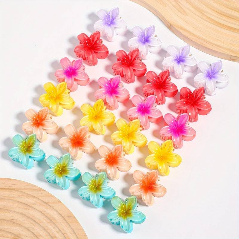 Image of Cerrito 6 Pcs Colorful Flower Small Hair Claw Clips for Women & Girls, Gradient Lily Design, Strong Hold, Lightweight, Cute & Stylish Hair Accessories for Daily Use, Travel, Gifting, Multicolor