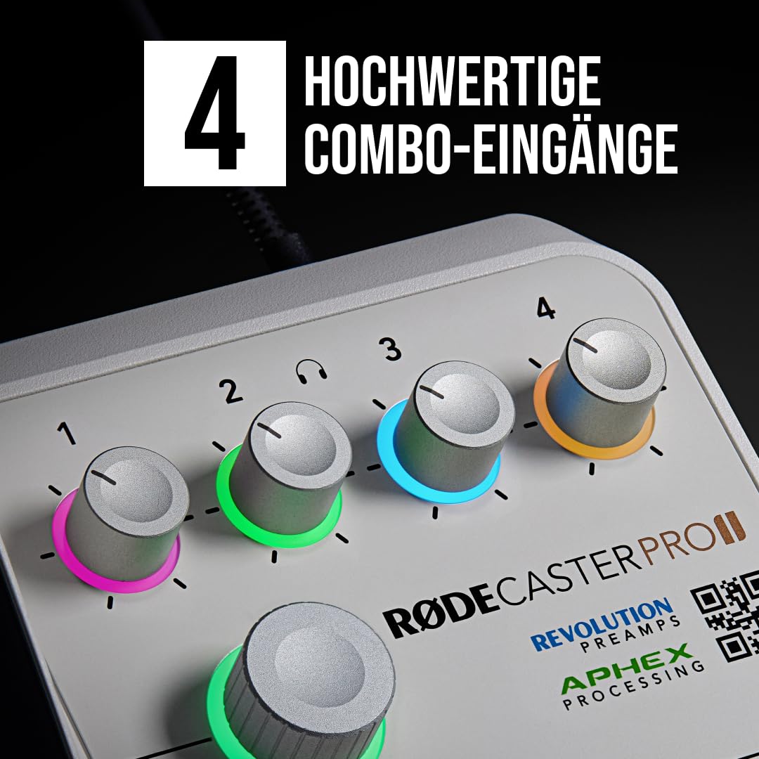 RØDE RØDECaster Pro II All-in-One Produktionslösung für Podcasting, Streaming, Musikproduktion und Content-Erstellung (Weiß)