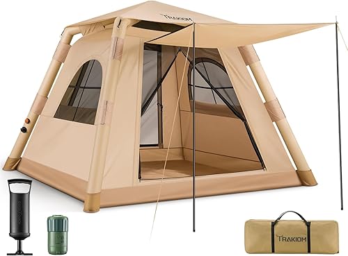 Tiendas inflables para acampar de 2 a 4 personas, tienda de campaña fácil de instalar con bomba automática y manual, tienda de campaña impermeable