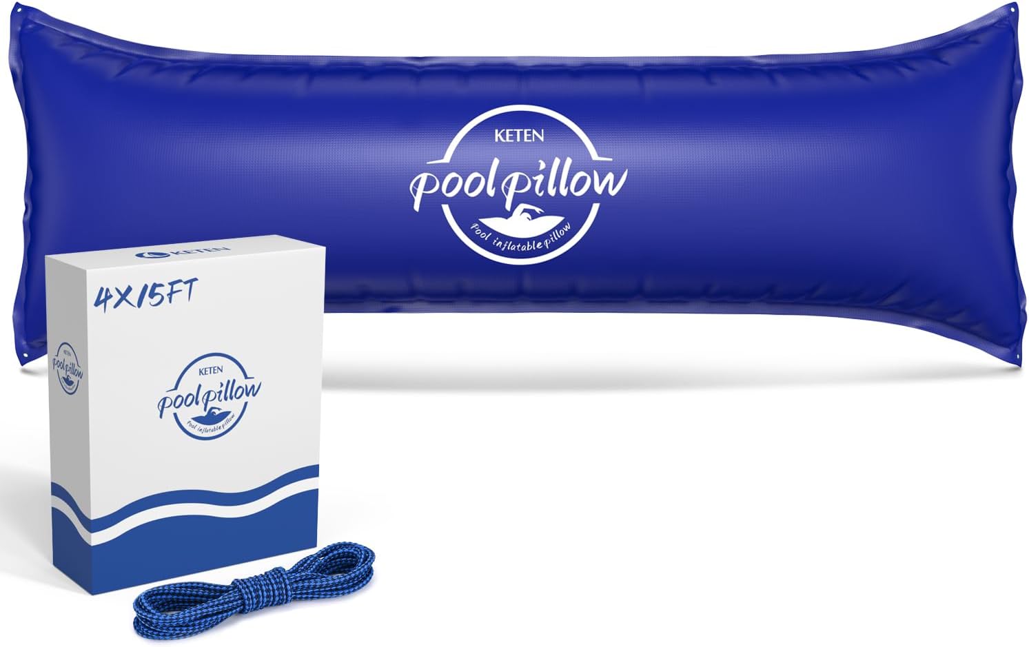 Keten Pool Pillows for Above Ground Pools 4x15FT, Heavy Duty Extra Durable 0.4 mm PVC Winter Pool Air Pillow, Rope Included