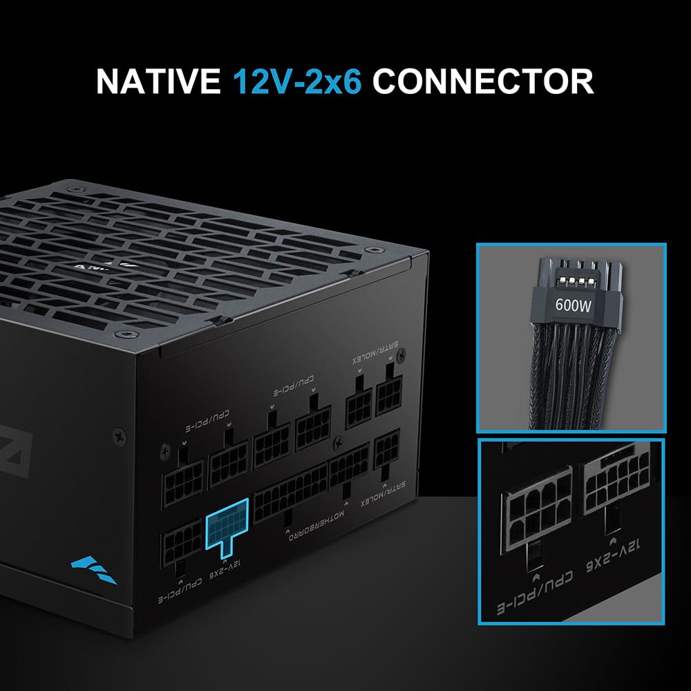 Zasilacz SAMA G1000 1000W Gold, ATX 3.1, PCIe 5.1, wpełni modularny, czarny | Zasilacz gamingowy z certyfikatem 80 Plus Gold i Cybenetics, japońskie kondensatory, cichy wentylator 140 mm FDB, tryb ECO
