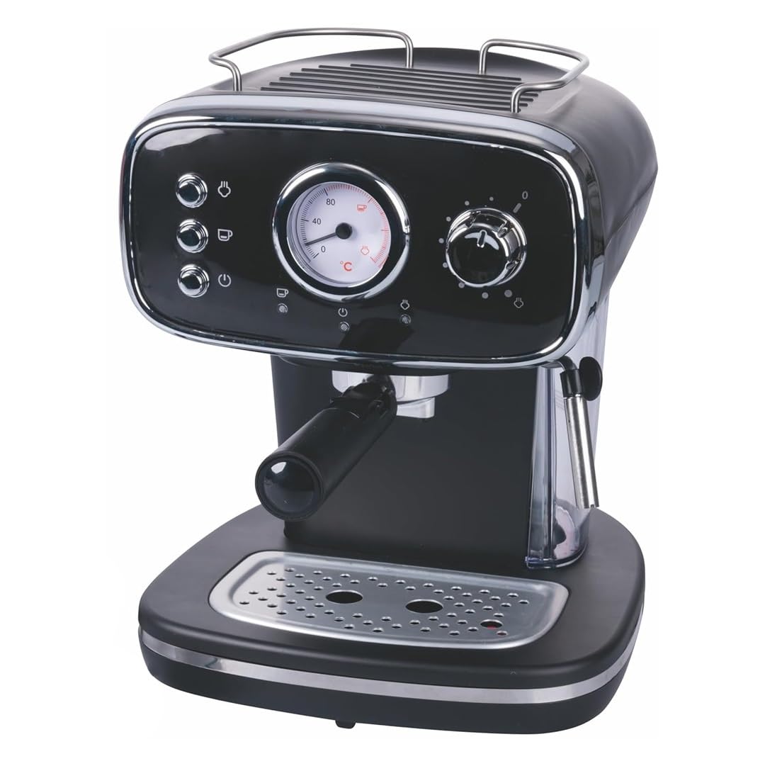 Macchina Automatica Caffè Espresso con Lancia a Vapore per Cappuccino Schiuma Latte 3 Filtri Pressione 15 Bar Serbatio 1.2 Litri Colori Rosso/Acqua Marina/Avorio/Nero (nero)