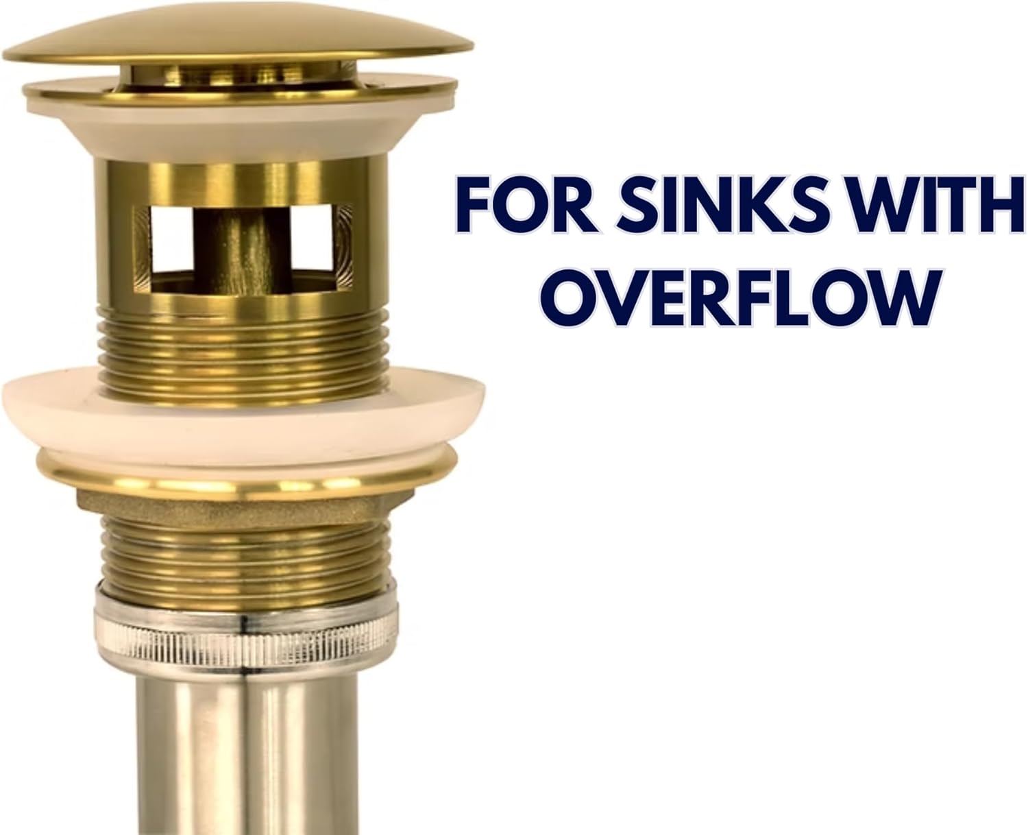 Nantucket Sinks 2.5" Pop Up Drain for Bathroom Sink with Overflow – Brushed Golden Finish Bathroom Sink Drain Kit NS-UDBG-of