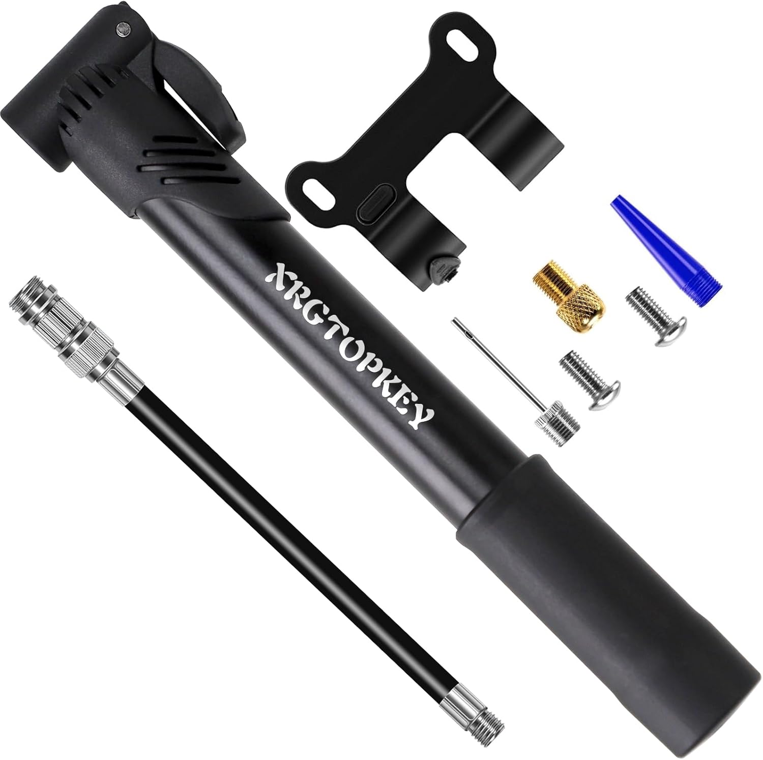 Mini Bike Pump 100 PSI with Flexible Hose, Fits Presta & Schrader Valves