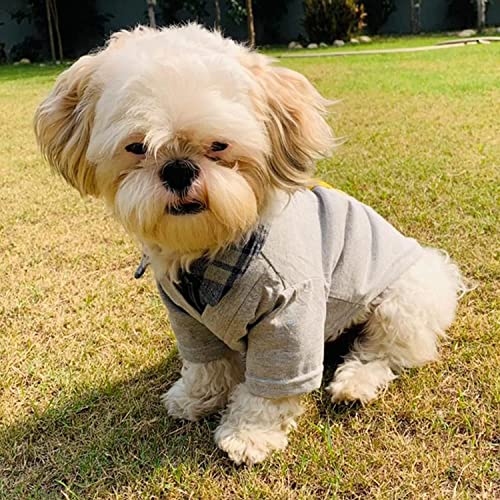 Image of Lulala Dog Shirts Clothes with Tie Print, Soft and Breathable Pet Apparel Outfits for Small Medium Large Dog Clothes Cozy Casual Fashion Costume (Grey, 20Inch)