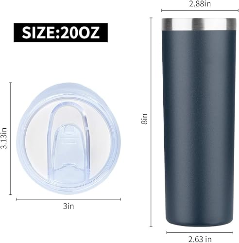 Miniatura 2 de HASLE OUTFITTERS Juego de vasos delgados de 20 onzas a granel, vasos delgados aislados de acero inoxidable con tapas, tazas de café reutilizables de