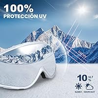 Vista 3 de Findway - Gafas de esquí para usar sobre anteojos, para nieve y snowboard, para hombre, mujer y jóvenes, 100 % protección contra rayos ultravioleta