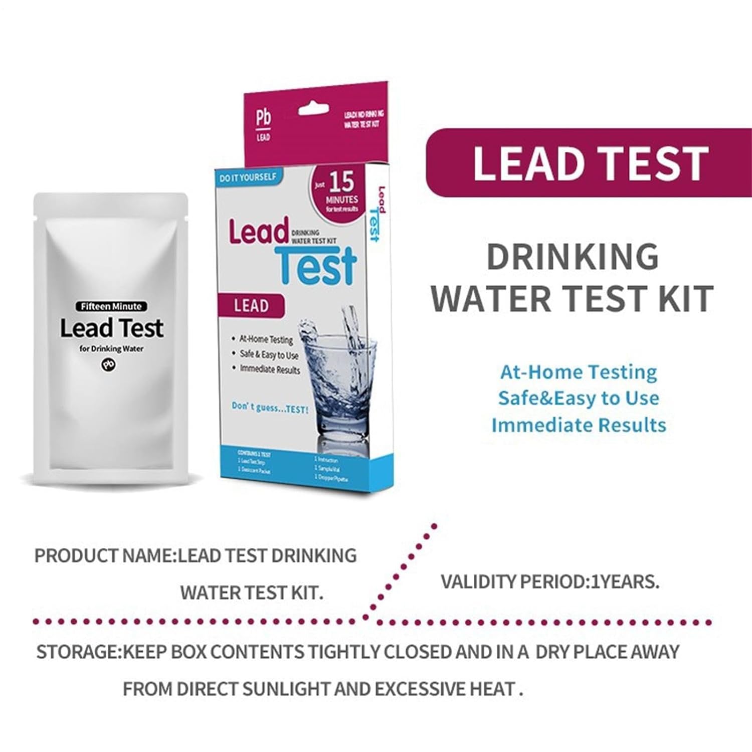 Hard Water Test Kit,Sensitive Lead in Water Test Kit | Home Purity Strips for Aquarium, Pool, Well & Tap, Detection to 15PPB