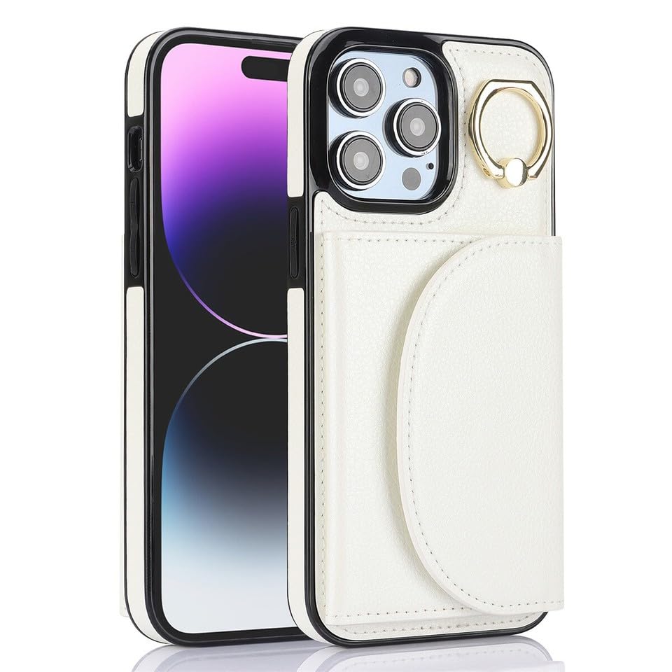 Coque iPhone 15 blanche fonction portefeuille avec rabat cuir protecteur et aimant puissant