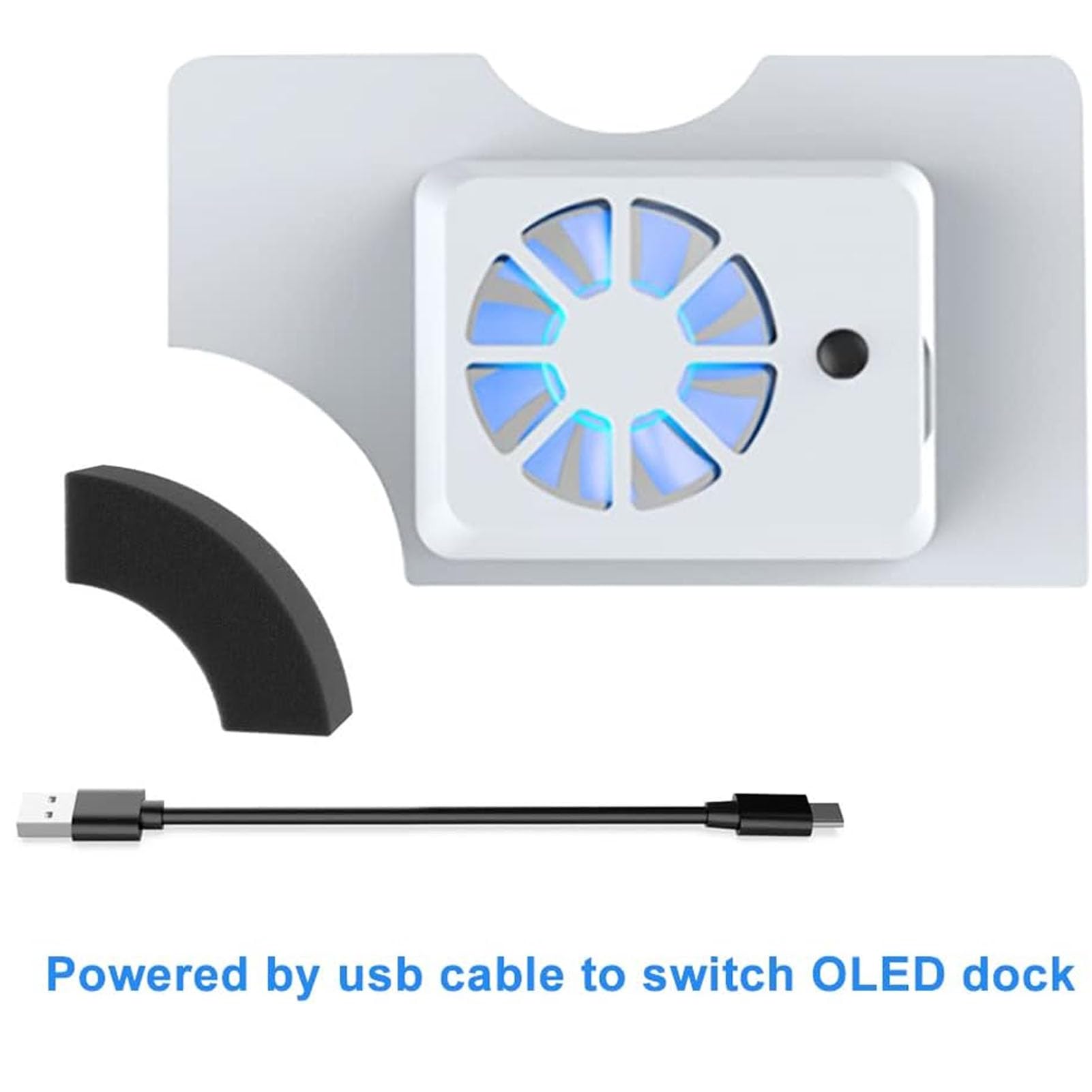 Super Szybki Wentylator Chłodzący do Stacji Dokującej OLED, Zamiennik Chłodnicy do Przełącznika OLED z 3000 ± 10% R/min LED Light Turbo Wentylator do Chłodzenia Konsoli do