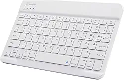 SilentKeys Pro™ Mini Teclado Bluetooth 10” Ultrafino – Sem Fio, Portátil, Silencioso e Recarregável p/Tablets, Smartphones, Notbooks, PCs, Smart TVs (branco)