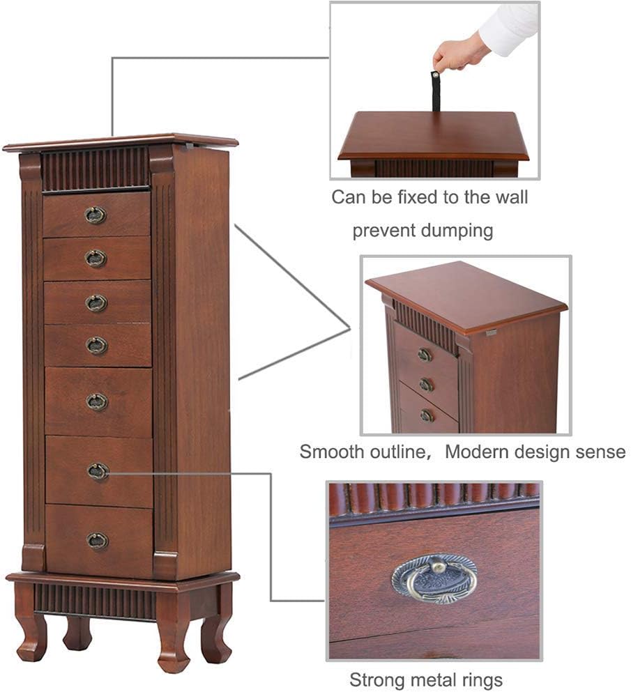 Jewelry Cabinet Jewelry Chest Jewelry Armoire Wood Jewelry Box Storage Stand Organizer with Side Doors 7 Drawers Makeup Mirror : Clothing, Shoes & Jewelry