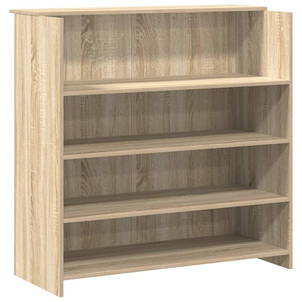 Banco reception Sonoma rovere 200 x 50 x 103,5 cm, materiale in legno, con bancone integrato, robusto mobile da ufficio per reception, scrivania versatile con spazio di archiviazione