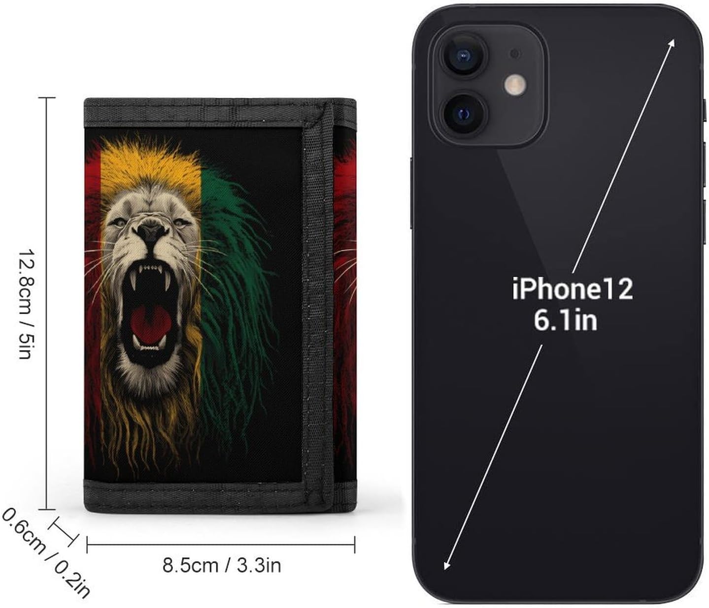 Rasta Lion Jamaican Trifold Slim Wallet Front Pocket With Money Clip And ID Credit Card Slots For Travel Work