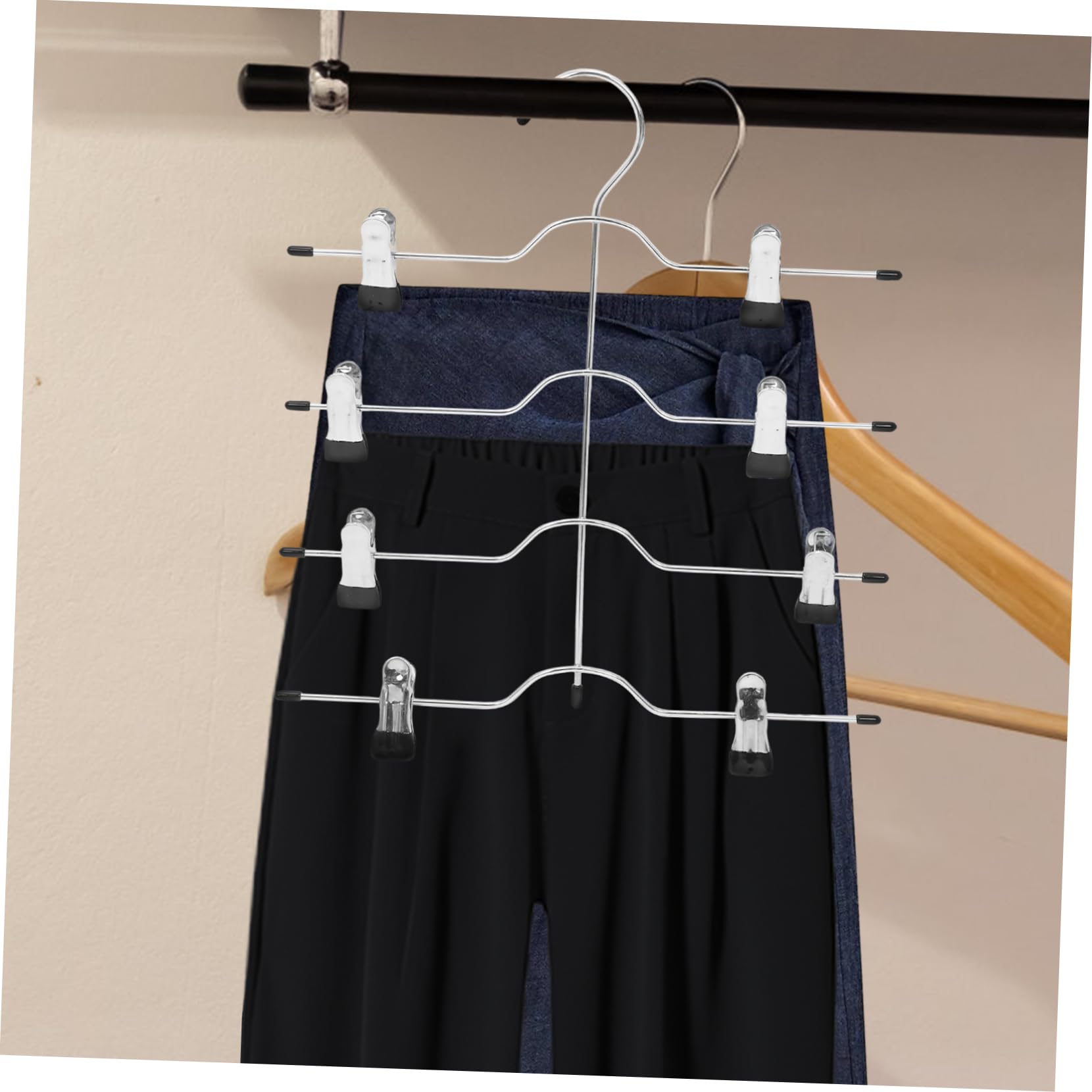Multi Functional Pants Rack 4 Stück-Pack, 4-stufig, Schwarz