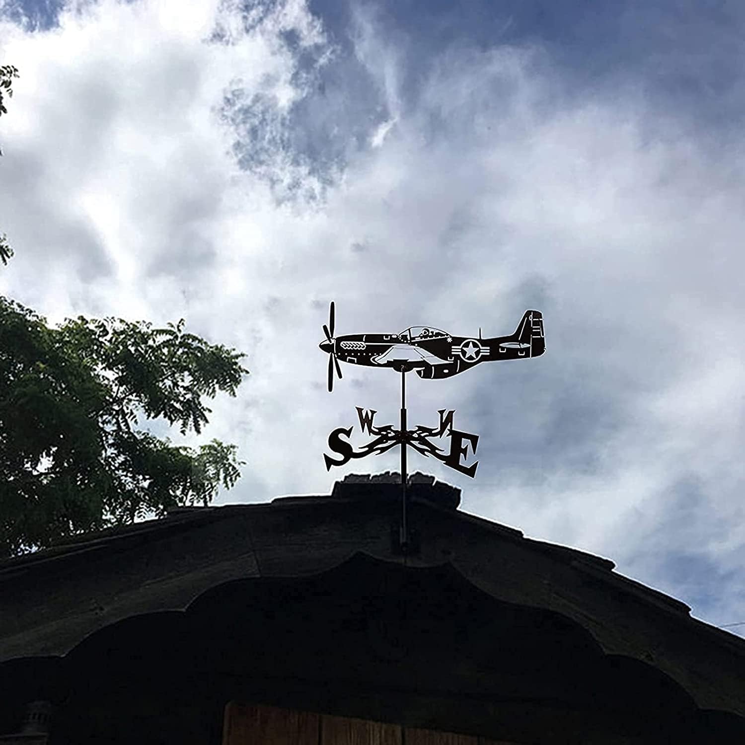 Metal Weathervane,Weather Vane Weathervane Metal Garden Stake Weather Vane Wind Vane Wind Direction Indicator for Roof Patio Yard Decoration